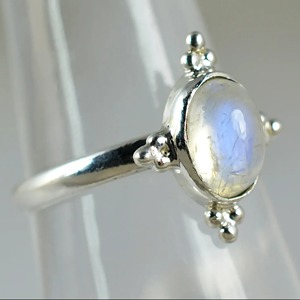 Rainbow Moonstone <b>Ring</b> 925 Sterling <b>Silver</b> Handmade <b>Statement</b> Promise <b>Ring</b> for Women Boho Oval June Birthstone Jewelry - Product Image 5