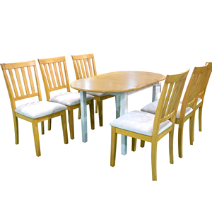 Ensemble de table à manger en bois de pin brun clair moderne et élégant avec 4 chaises, meubles de cuisine, marque OEM, Vietnam, personnalisable, certifié - Product Image 2