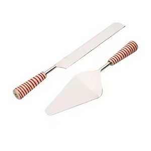 Ensemble de service à dessert vintage : Couteau à gâteau en métal avec manche en résine et spatule à gâteau en acier inoxydable – Idéal pour les fêtes - Product Image 1