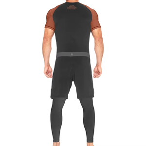 T-shirt de compression à manches courtes pour homme, color block, séchage rapide, polyester, pour entraînement sportif, fitness, natation, surf - Product Image 3