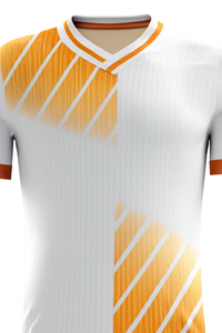 Camiseta de Fútbol de Manga Corta para Hombre, Degradado Blanco y Naranja, Cuello en V, Poliéster que Absorbe la Humedad, Ropa Deportiva para Todas las Temporadas - Product Image 6