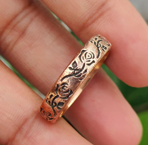 Bague de Thérapie Magnétique en Cuivre Pur de Haute Qualité, Motif Rose et Vigne, pour Guérison Bio-Énergétique - Vente en Gros - Product Image 2