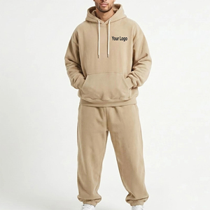 <b>Top</b> Quality 100% Cotton Oversized Fit Pullover Hoodie & Jogger <b>Sweat</b> suit Custom Embroidery Logo Breathable Tracksuits For Men - Product Image 1