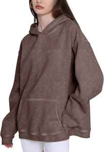 Sweat à capuche surdimensionné personnalisé délavé à l'acide, en polyester/coton 305 g/m², coupe décontractée, style vintage, épais - Product Image 3