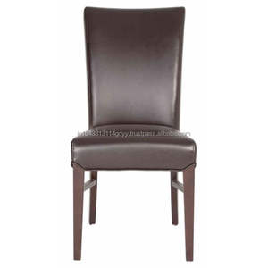 Chaise de salle à manger en bois massif avec siège en cuir Chaise Parsons Design Maison Cuisine Salon Chaise d'appoint Confortable Pieds en bois massif - Product Image 1