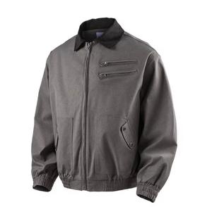 Blouson Bomber en Jean pour Homme, Couleur Unie, Col Rabattu, Fermeture Éclair, Coupe-Vent, Style Décontracté Workwear, Vêtement d'Automne, Coupe Droite - Product Image 2