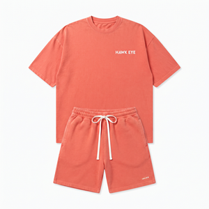 Conjunto deportivo de 2 piezas para hombre, camiseta de manga corta y pantalones cortos, color sólido, informal, holgado, para verano. - Product Image 3