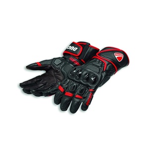 Ducati Racing Gloves Full Finger Leather Black Red Adjustable Wrist <b>Strap</b> Riding Gear - Product Image 1