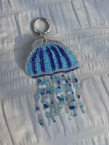 Beaded Jellyfish Charm Ocean-Inspired Bag Charm Jellyfish Bead Art Beaded Watermelon <b>Keychain</b> Watermelon Bag BY MULTI CRAFT - Product Image 2