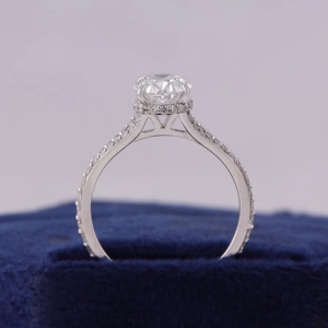Bague de fiançailles en or blanc 14 carats avec diamant ovale de 2,0 carats certifié IGI, cultivé en laboratoire, pour elle, bague en or avec diamant cultivé en laboratoire - Product Image 4
