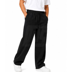 Pantalon Homme Style Urbain Décontracté, Coupe Ample et Large, Taille Élastique à Cordon, Tissu Lisse Tissé - Product Image 4