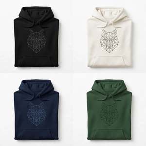 Sudadera con capucha de forro polar grueso para hombre, diseño geométrico de lobo, estilo oversize, informal, para invierno. - Product Image 6