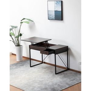 Juno 47\" Dark Brown <b>Wood</b> Lift Top Computer <b>Desk</b> <b>with</b> Hidden Storage and <b>Drawer</b> - Product Image 4