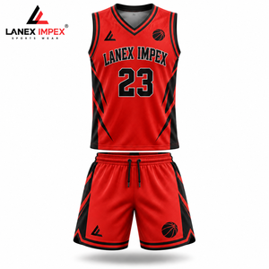 Ensemble d'uniformes de basketball personnalisés en gros pour hommes, maillot et short de basketball par sublimation, kits de vêtements de sport athlétiques à séchage rapide pour équipes - Product Image 1