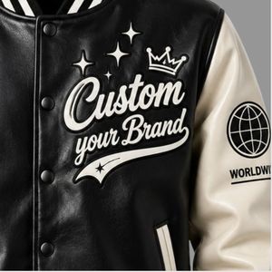 Chaqueta Bomber de Cuero Sintético PU para Hombre, Estilo Universitario, con Logotipo Personalizado Frontal, Diseño ODM, Ropa de Invierno al por Mayor - Product Image 4