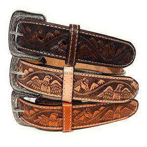 High Quality Men's fashionable Western Leather <b>tooling</b> belt and accessories with eagle designer <b>engraved</b> <b>tooled</b> leather belt - Product Image 6