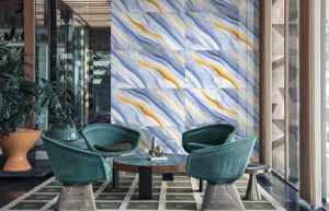 Azulejos de Cerámica Modernos Dorados de 600x1200mm, Acabado Brillante, Formato Grande, Revestimiento de Pared para Oficinas y Villas de Lujo - Product Image 5