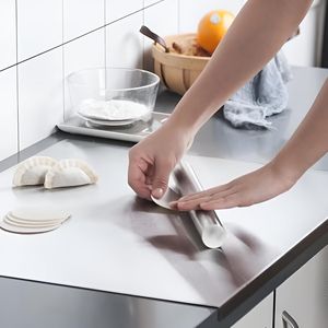 Grande planche à découper en acier inoxydable avec grattoir pour hacher la viande - Product Image 5