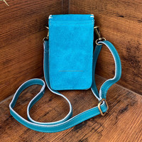 Nouveau point de botte Turquoise daim cuir téléphone pochette sac Western crédit porte-carte téléphone transporteur femmes bandoulière téléphone portable sacs