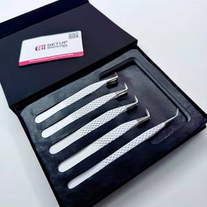 45/90 Professional Eyelash Extension Tweezers Set Anti Slip Stainless Steel Volume Lash Tweezers Custom Logo Color Anti-Magnet - Product Image 4