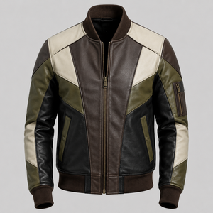 Chaqueta de cuero genuino de cordero marrón para hombre, diseño moderno, con cremallera, manga larga, chaqueta de cuero auténtico para hombre - Product Image 2