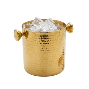 Luxurious Gold Hammered Stainless Steel Double-Walled Insulated Ice <b>Bucket</b> <b>With</b> <b>Lid</b> And Tongs Elegant Modern Home Bar Accessory - Product Image 2