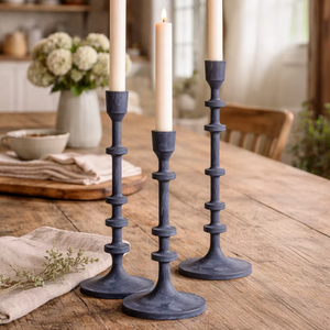 Premium casted aluminium candle stand set Grey <b>black</b> cast Aluminium & cast Iron Candle Holders ideal for modern decor styling - Product Image 2