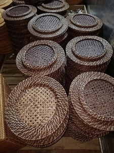 Round Brown Set 4 Rattan Charger Plate Woven <b>Table</b> Charger Brown Rattan Charger Plate for Wedding and <b>Table</b> Dining Decor 2026 - Product Image 5