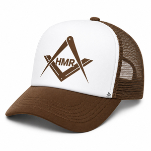 Casquette en maille blanche et marron avec logo personnalisé pour vêtements maçonniques grecs, insignes maçonniques, tenues de fraternité, sororité, brotherie et sesterie - Product Image 4
