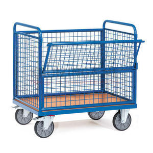 Heavy Duty Wire Mesh <b>Platform</b> <b>Trolley</b> Steel Basket Cart Four-Wheel Storage Hand Cart Industrial Material Handling 400kg Load OEM - Product Image 3