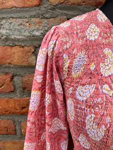 ชุดเดรสผ้าฝ้ายอินเดียพิมพ์ลายด้วยมือ สไตล์ลำลอง ทรงยาว คอวี ปักลายดอกไม้ แขนยาว สำหรับผู้หญิง - Product Image 2