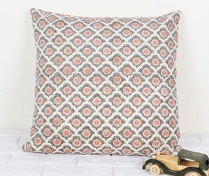 Orange White Boho Tufted Jaipuri Cushion Cover Indian Printed <b>Decorative</b> <b>Pillow</b> Cover for Sofa Living Room Decor - Product Image 1