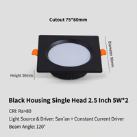 Downlight encastré moderne ultra-mince à double tête avec éclairage intégré 120 °   Angle de faisceau lumineux doux et non éblouissant pour les espaces de bureau