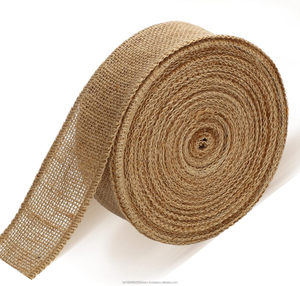 20 Meters 2 Inches 100% Jute Wide <b>Ribbon</b> Eco-Friendly Natural Fabric Roll Wired Edge Wreaths <b>Christmas</b> Tree Decoration - Product Image 1