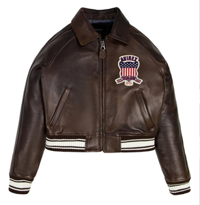 Chaquetas Avirex de cuero teñido de alta calidad y transpirables para mujer, con cuello redondo y color personalizado. - Product Image 3