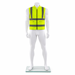 Gilet de sécurité multi-poches à fermeture éclair en polyester fluorescent certifié CE, coupe-vent, réfléchissant, pour travaux de construction - Product Image 2