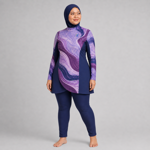 Conjunto de Burkini Moderno para Mujer, Traje de Baño Musulmán de Cobertura Completa, Secado Rápido, Transpirable, Logotipo Personalizado, Venta al Por Mayor - Product Image 5