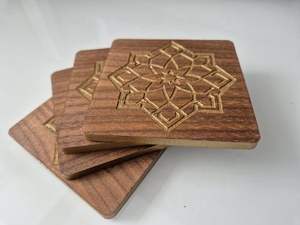 Islamic Geometric Laser Engraved Solid Wood Coaster Handcrafted Heat Resistant Drink Mat <b>Table</b> <b>Protector</b> Coffee Tea Cup Holder - Product Image 4