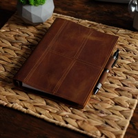 Couverture de Journal en Cuir Rechargeable A5 Portefeuille pour Ordinateur Portable avec Collègue 6x9 Étui Pliable avec Sac Porte-Dossier LP5-0037B