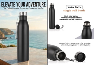 Bouteille de sport isotherme noire en acier inoxydable 1000 ml légère, à large ouverture, anti-fuite, pour la gym et les voyages - Product Image 5