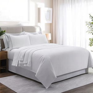 300TC Hotel <b>Bed</b> Sheet Set Stripe Cotton Bedding for King Size <b>Bed</b> & 2 Pillow <b>Covers</b> for Home & Hotel Use - Product Image 2