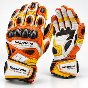 Rajputana Corporation Leather Motorcycle Gloves Full Finger Carbon Fiber Protection Gloves Custom Printed Racing Leather Gloves - Product Image 4