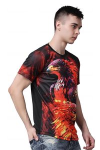 Camiseta de Manga Corta con Cuello Redondo para Hombre, Estampado de Águila Roja por Sublimación, Estilo Casual - Product Image 2