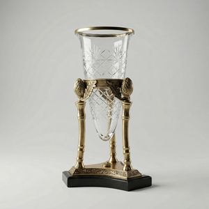 Vase en verre artisanal moderne avec bord doré, décoration de luxe pour la maison, porte-fleurs, centre de table de mariage, vase en cristal, décoration de table - Product Image 6