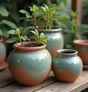 Maceta de Cerámica Acanalada y Esmaltada con Diseño Profundo, Construcción Duradera, Elegante Decoración para Plantas de Interior - Product Image 6