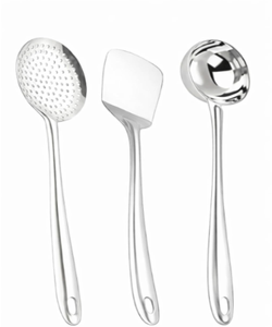 Juego de cucharas de cocina de acero inoxidable con diseño antiadherente, utensilios de cocina aptos para lavavajillas a precio económico. - Product Image 3