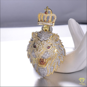 จี้รูปสิงโตมงกุฎประดับเพชรโมอิสซาไนต์ VVS เงินแท้ 925 สไตล์ฮิปฮอป - Product Image 2