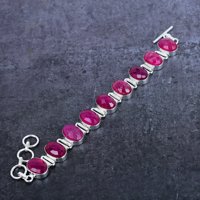 925 Silber Plattiertes Armband mit Roten Rubinen, Ovale Edelsteine, Ethnischer Stil, Hochzeitsgeschenk, Schmuck für Partys, Unisex