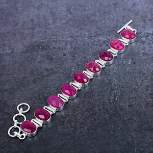 สร้อยข้อมือเงินแท้ 925 ชุบเงินประดับทับทิมสีแดงทรงรี สไตล์ชาติพันธุ์ ของขวัญแต่งงาน เครื่องประดับสำหรับงานปาร์ตี้ ใส่ได้ทั้งชายและหญิง - Product Image 2