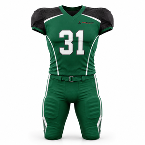 Ensemble d'uniformes de football américain personnalisés vert émeraude et charbon, maillot en mesh respirant, pantalon rembourré, vêtements de sport d'équipe - Product Image 2